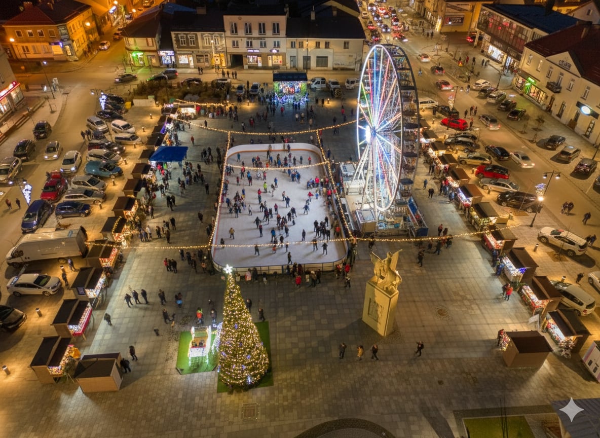 Świąteczny rynek w Końskich poprawiony przez AI. To hit sieci!