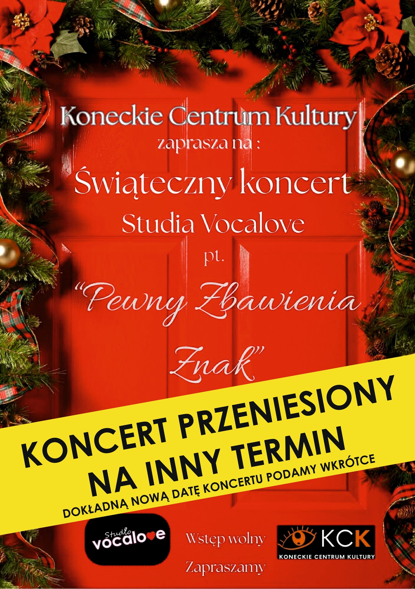 Koncert świąteczny Studia Vocalove przeniesiony